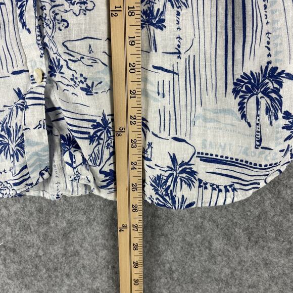 Calypso St Barth 100% Linen Top Womens XL Printed Button Up Tropical Coastal - Picture 6 of 14